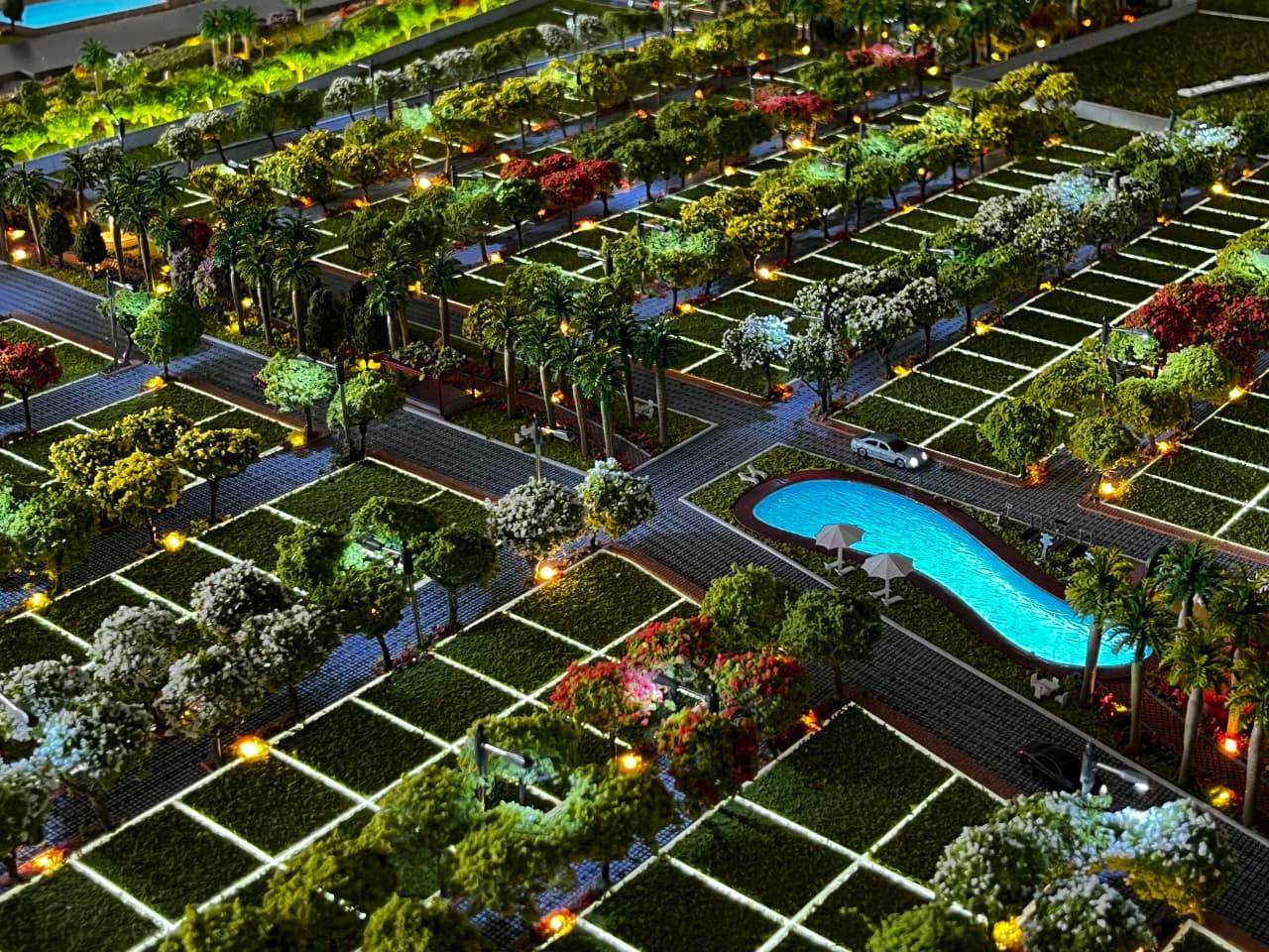 Contemporary architectural visualization with dramatic lighting